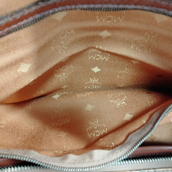 (L3) Authentic MCM Hand Bag Brown PVC Luxury Vintage Designer Handbag - Picture 8 of 10